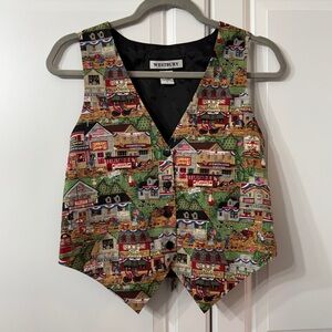 Vintage Westbury 4th Of July Flag Patriotic Country Town Vest Size Small
